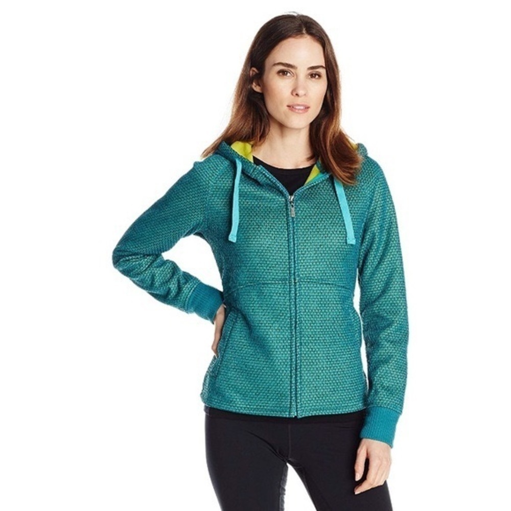 Prana Teal Hoodie with Yellow Accents